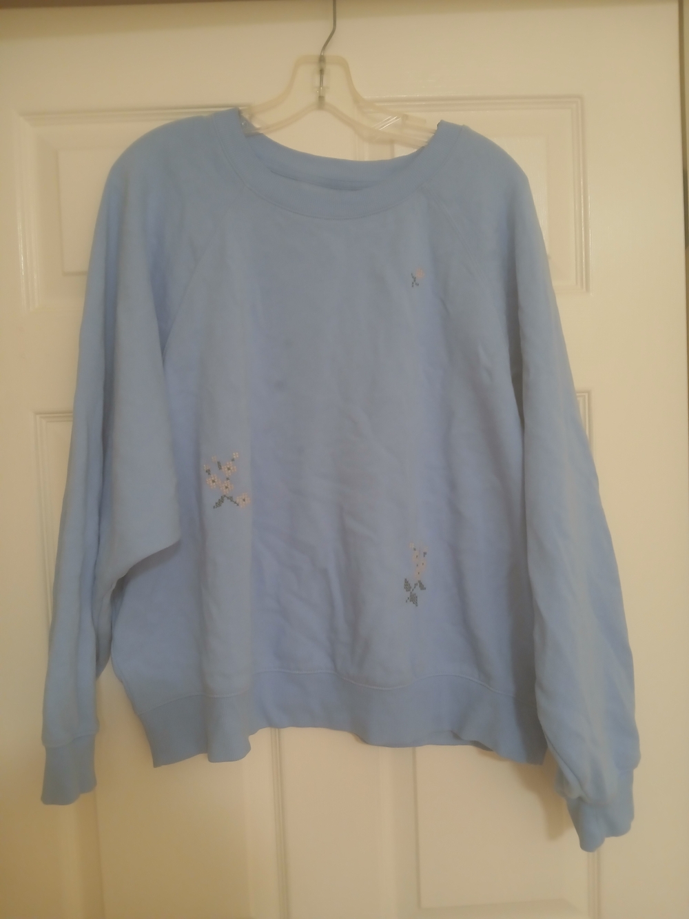 Old Navy Light Blue Floral Embroidered Sweatshirt